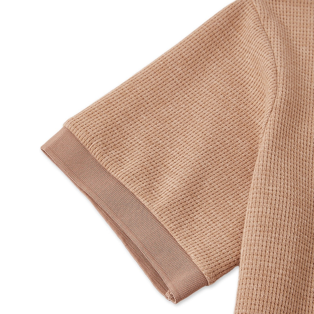 Textured Waffle Polo-Soft Summer Lapel Collar Shirt