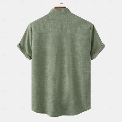 Cotton Linen Shirt-Button Up with Pocket