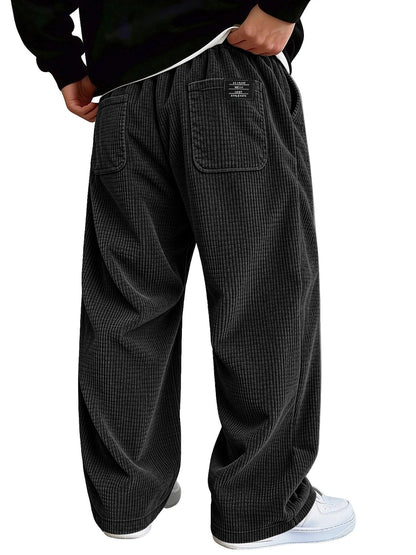 Textured Waffle Pants With Pockets