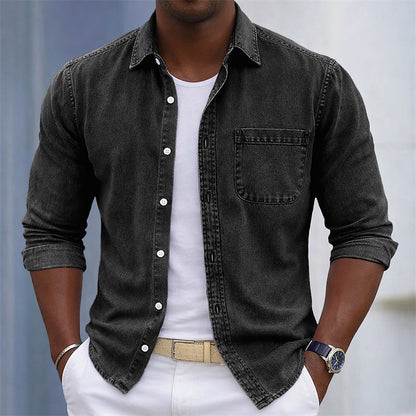 100% Cotton Acid Wash Button-Up Shirt