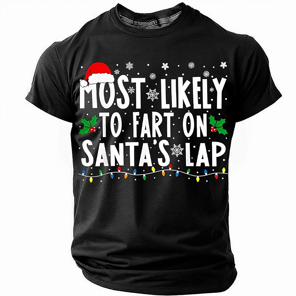 Christmas Santa Lap Fart Humor Tee