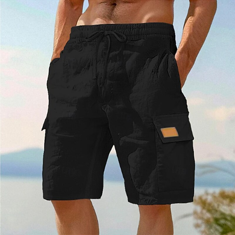 Men's Linen Cargo Shorts-Vacation & Everyday Beachwear
