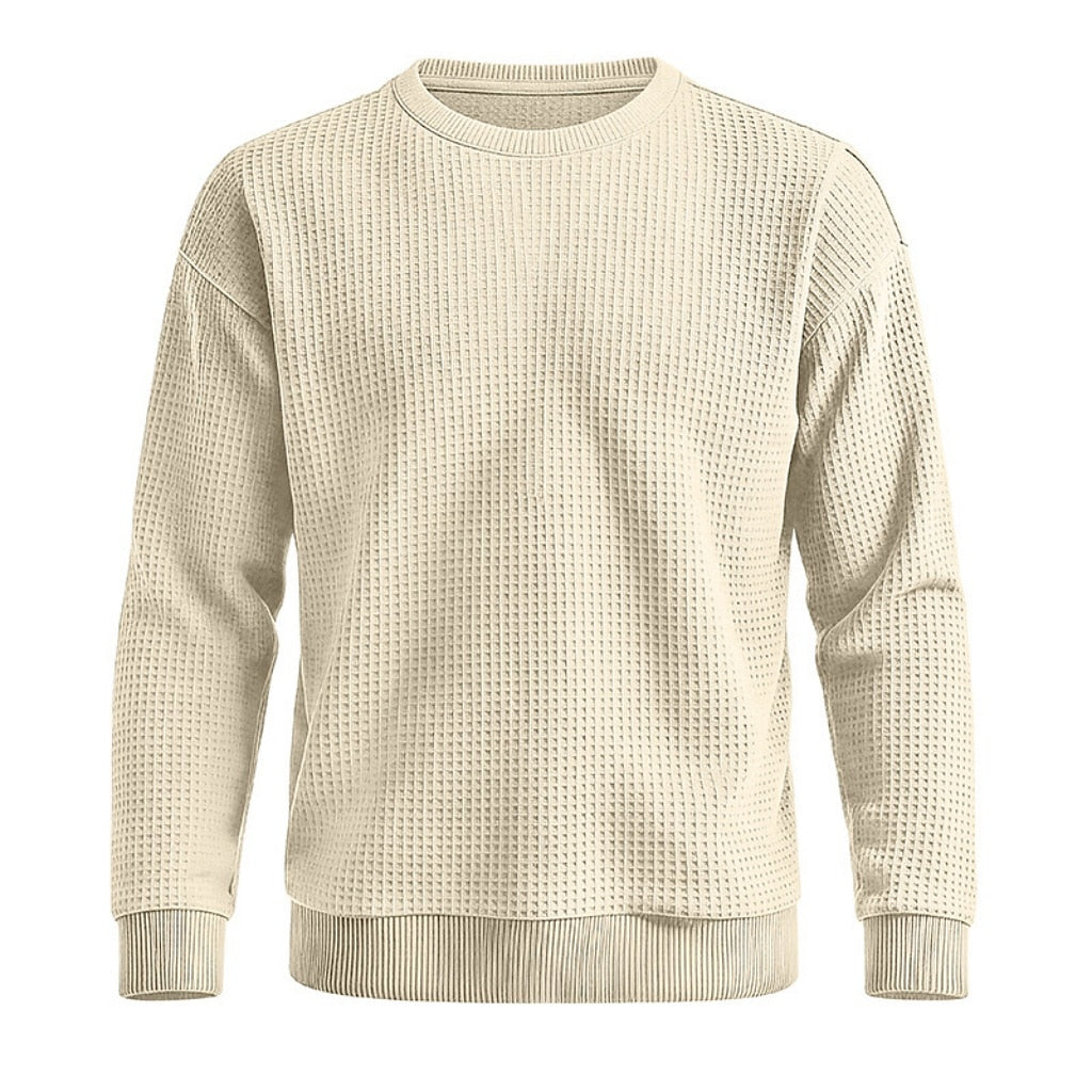 Classic Waffle Knit Crew Neck Sweatshirt