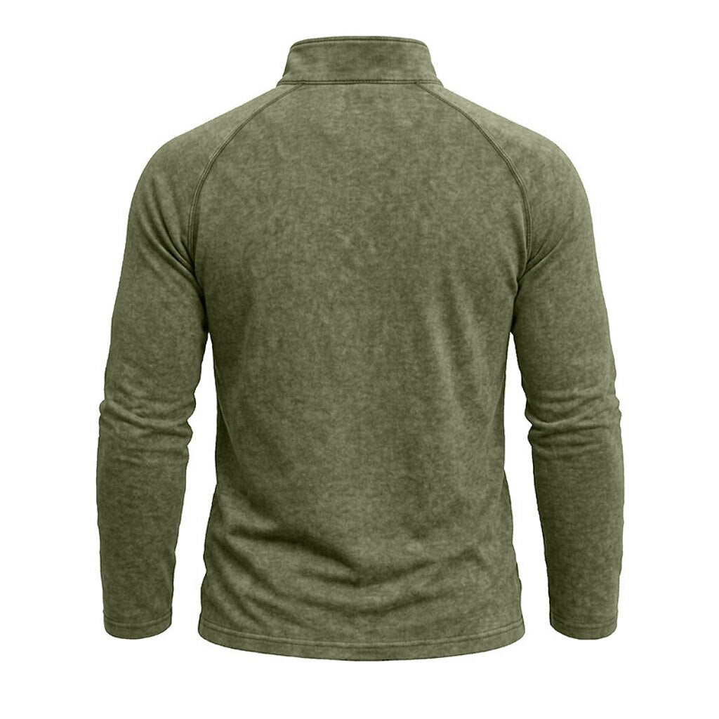 Relaxed Washed Cotton Henley Shirt