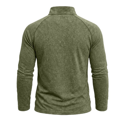 Relaxed Washed Cotton Henley Shirt