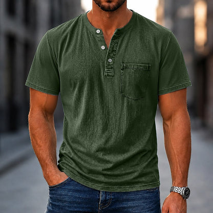 Vintage Washed 100% Cotton Henley