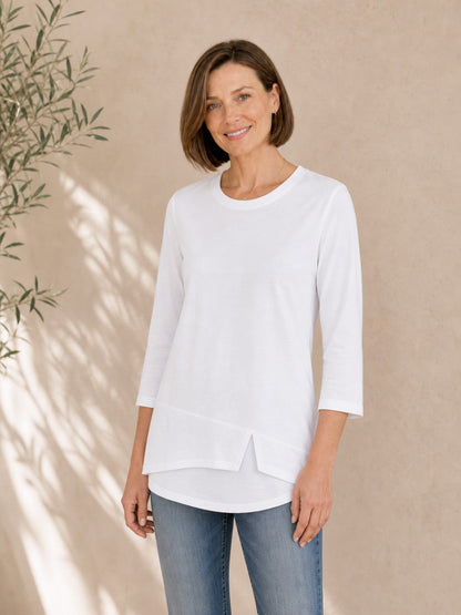 100% Cotton Solid 3/4 Length Sleeve Tee