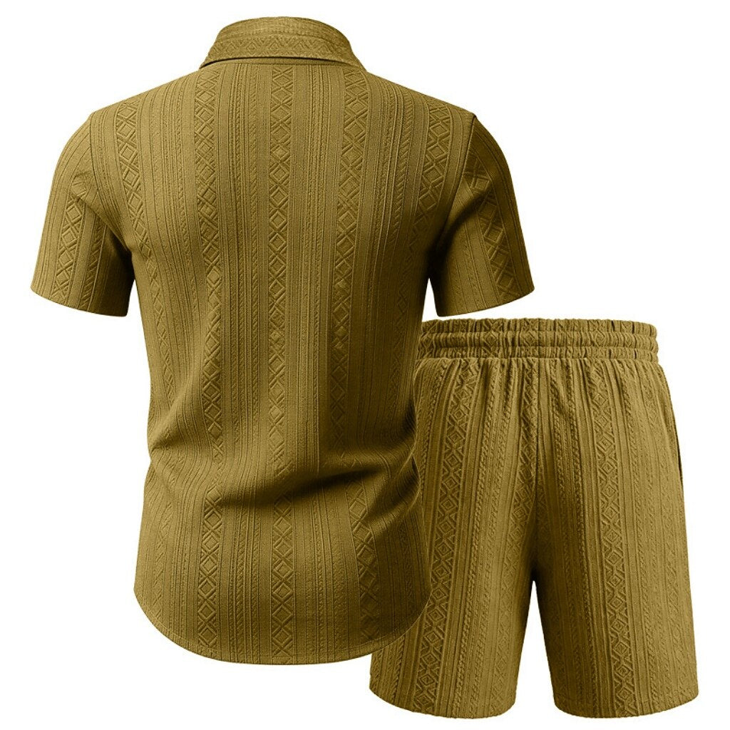 Men's Jacquard Shirt & Shorts Set