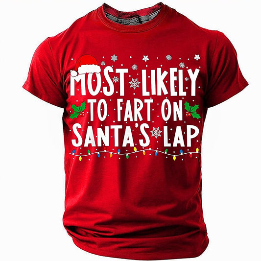 Christmas Santa Lap Fart Humor Tee