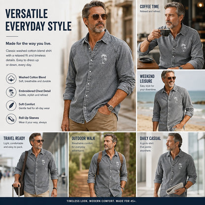 Comfort Palm Tree Washed Cotton Shirt