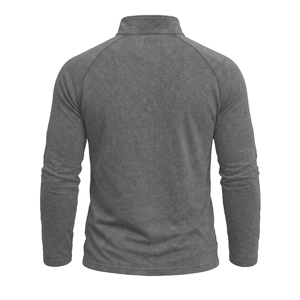 Relaxed Washed Cotton Henley Shirt