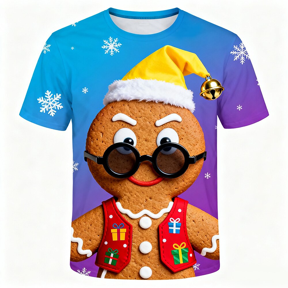 Men's Gingerbread Christmas 3D Graphic T-Shirt