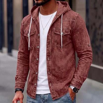 Vintage Washed Hooded Western Shirt