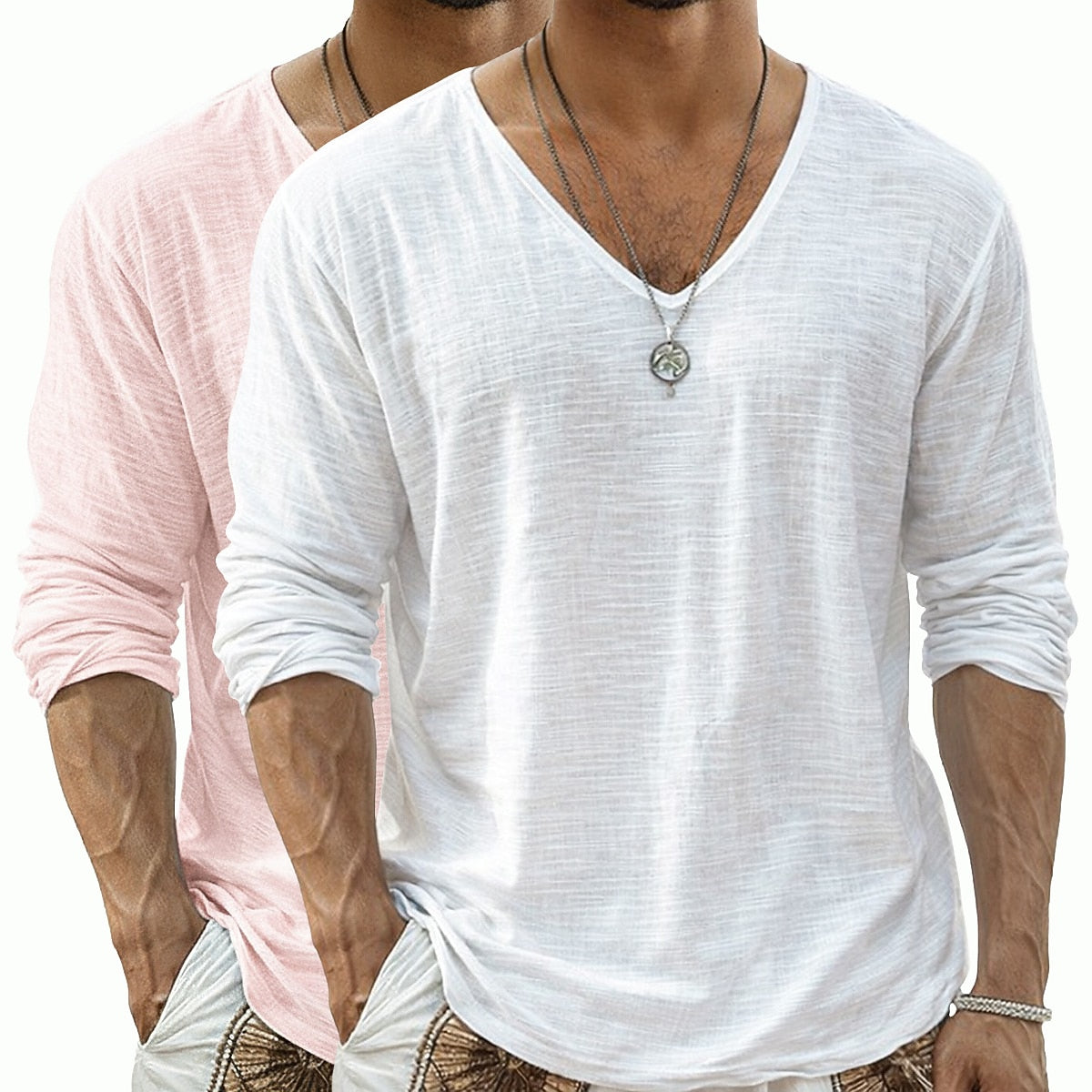 2-Pack Linen V-neck T-shirt