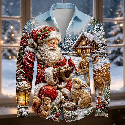 Santa Christmas Ugly Casual Button Shirt
