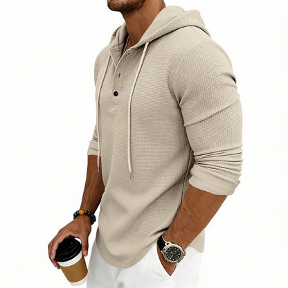 Textured Waffle Hooded Henley