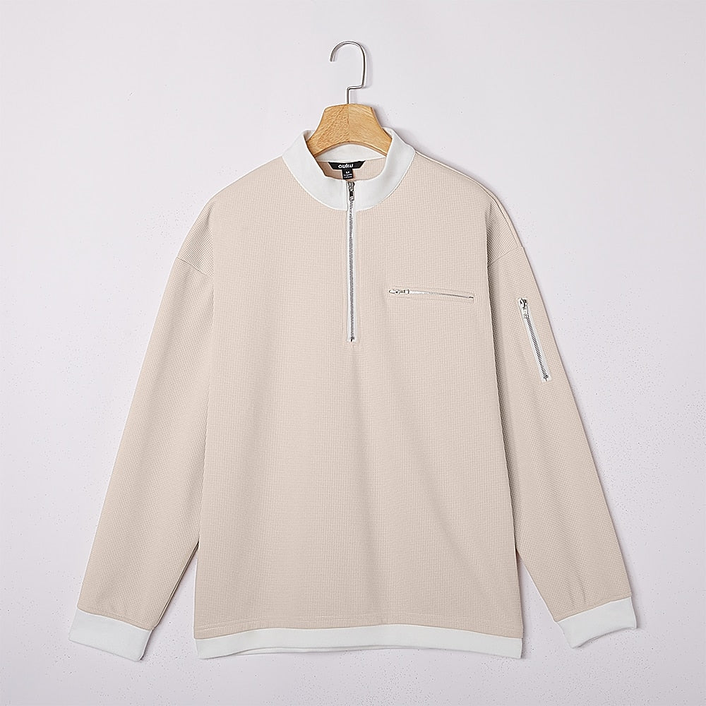 Half Zipped Waffle Polo Shirts