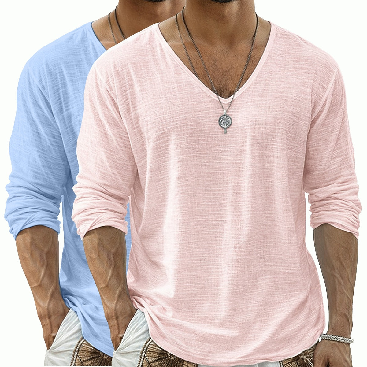 2-Pack Linen V-neck T-shirt