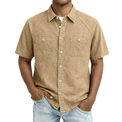 Men's Casual Shirt -100% Cotton Acid Wash