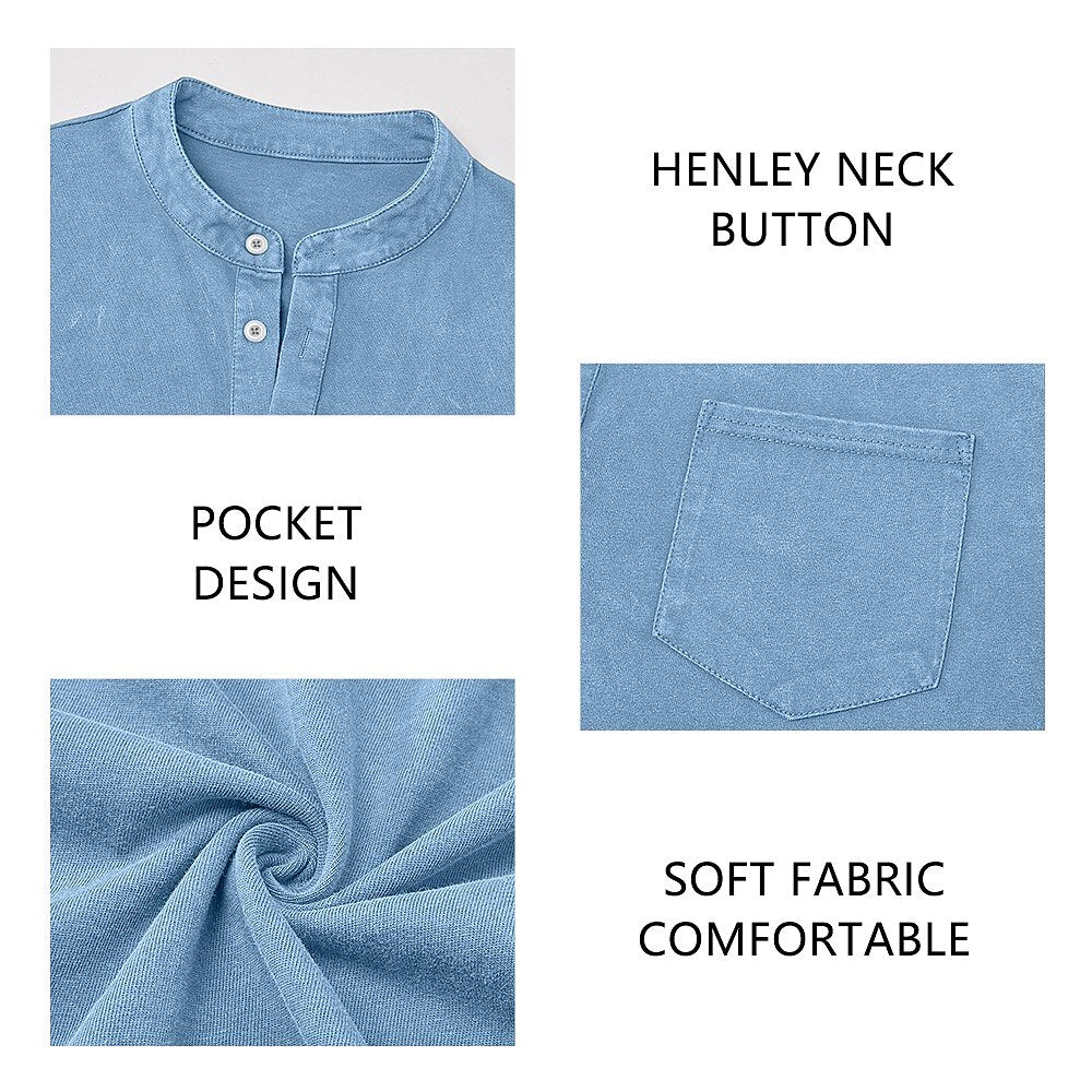 Vintage Washed 100% Cotton Henley