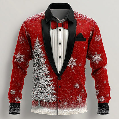 Men's Christmas Faux Collar Tuxedo Shirt