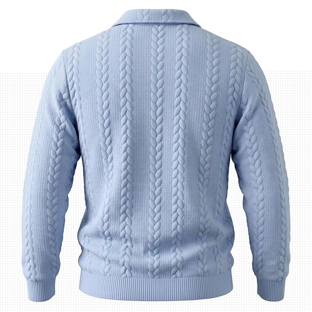 Soft Textured Jacquard Quarter Zip Polo