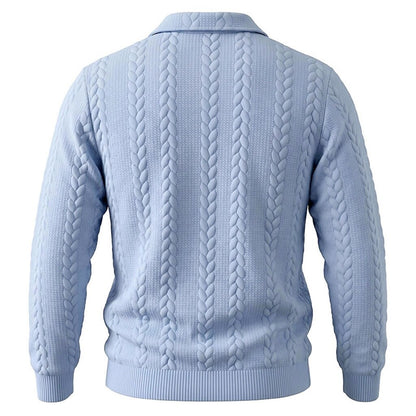 Soft Textured Jacquard Quarter Zip Polo