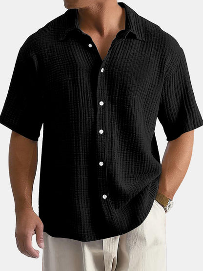 100% Cotton Textured Shirt - Short Sleeve Summer Essential