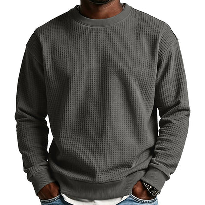 Classic Waffle Knit Crew Neck Sweatshirt