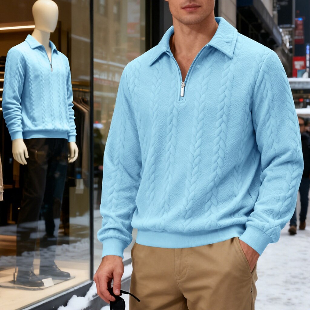 Men's Jacquard Soft Zipped Polo