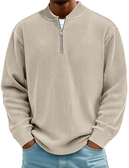 Breathable Zipped  Corduroy Henley Shirt