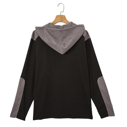 Lace Up Neck Hooded Waffle Henley Shirts