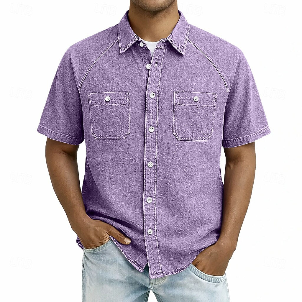 Men's Casual Shirt -100% Cotton Acid Wash