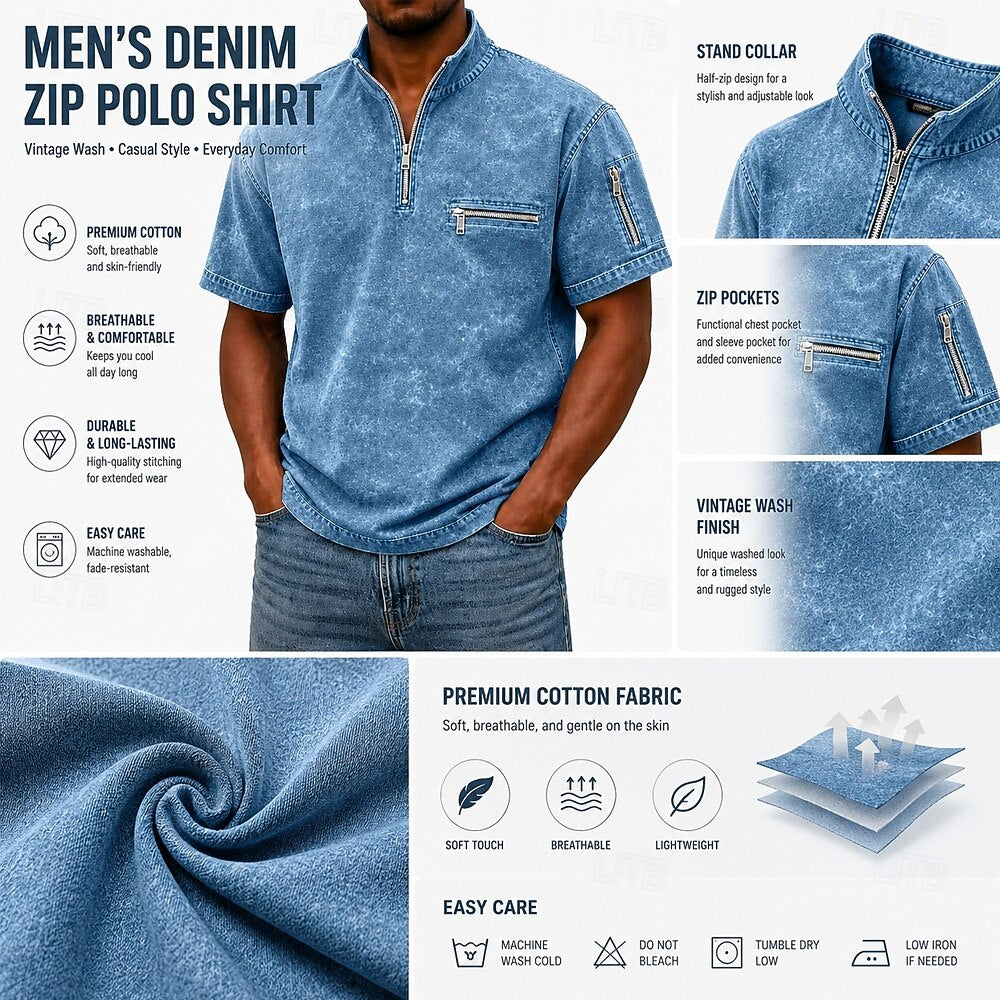 2-Pack Broken-In Cotton Zip Up Henley Shirts