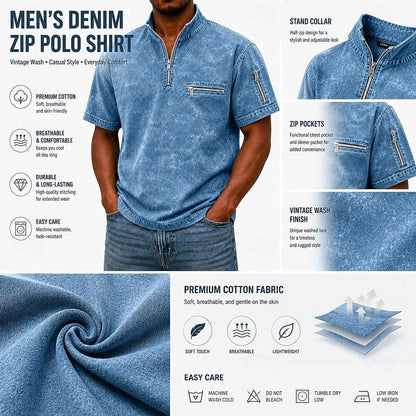 2-Pack Broken-In Cotton Zip Up Henley Shirts