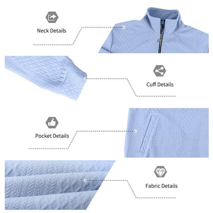 Textured Jacquard Stand Collar Sweatshirt