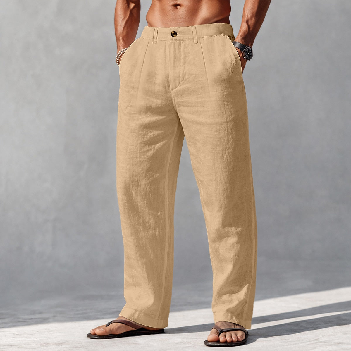 Men's Cotton Linen Pants - Light, Comfortable & Casual