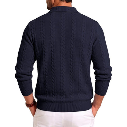 Soft Textured Jacquard Quarter Zip Polo