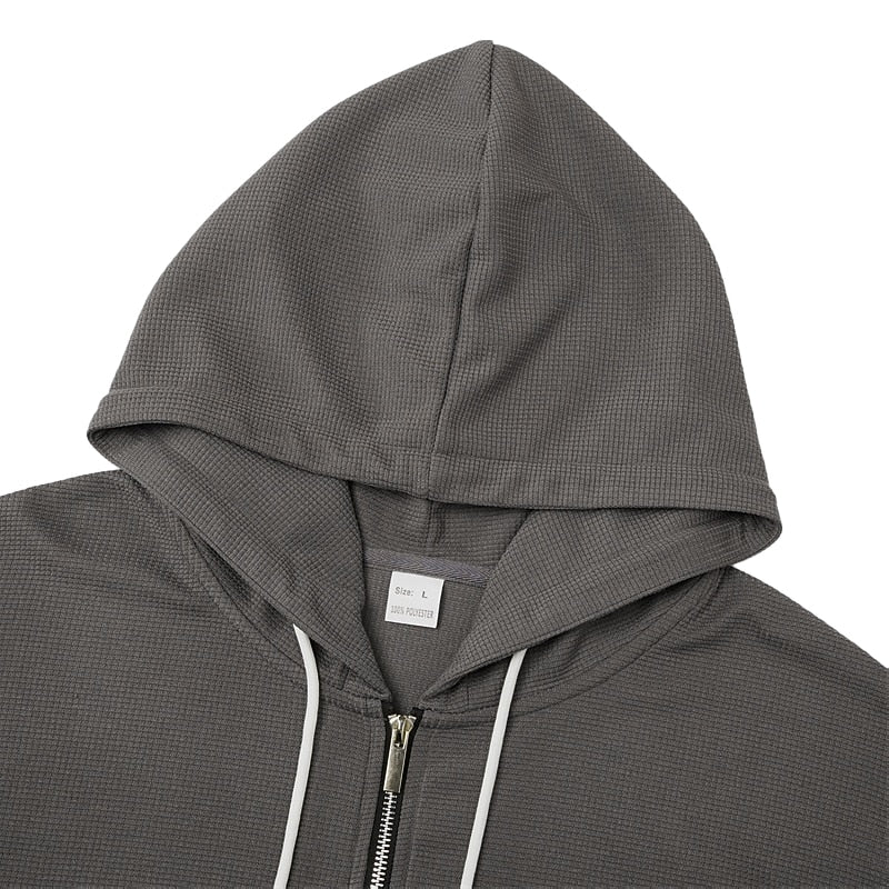 Classic Waffle Knit Quarter Zip Hoodie