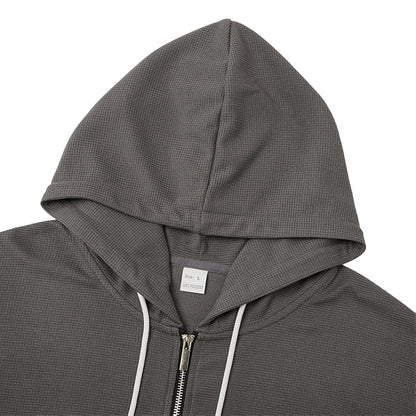 Classic Waffle Knit Quarter Zip Hoodie