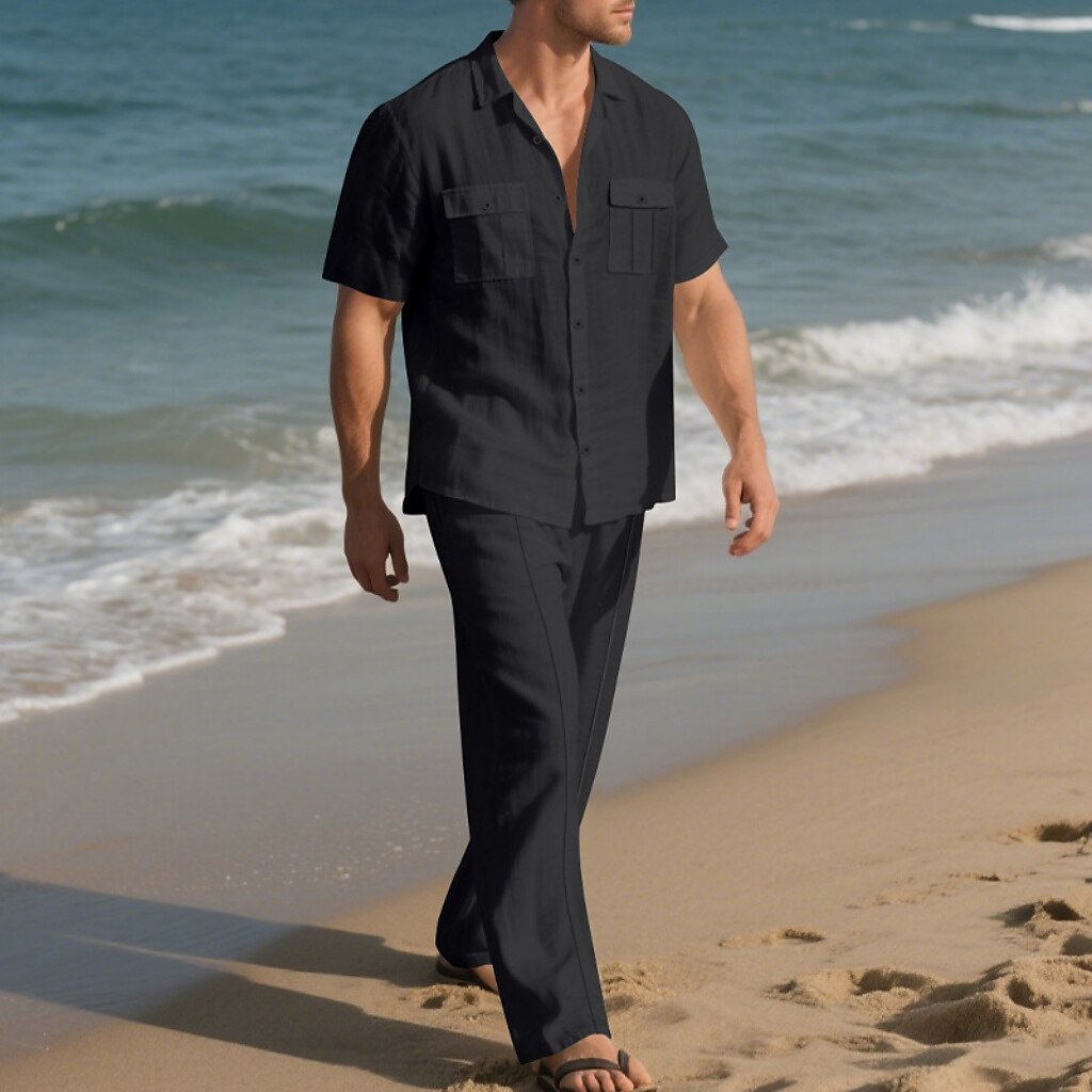 2-Piece Outfit-Linen Shirt with Pants