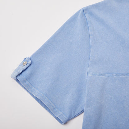 100% Cotton Henley T-Shirt-Vintage Washed Look
