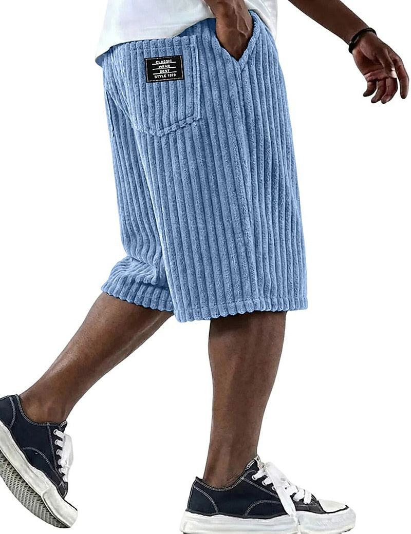 Casual Corduroy Shorts-Comfortable Elastic Waist Summer Wear