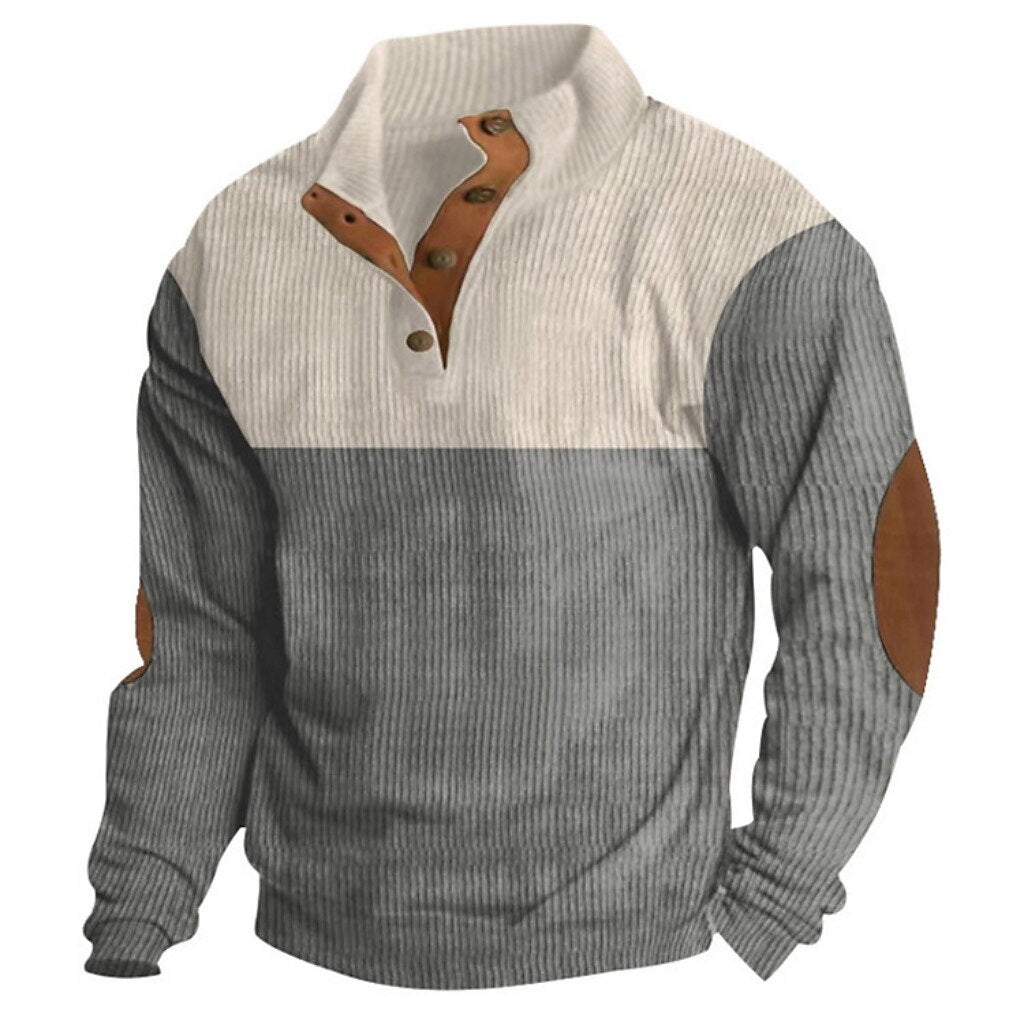 Stylish Patchwork Corduroy Sweatshirt
