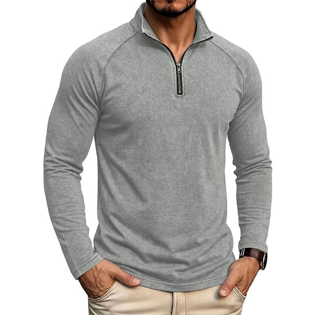 Relaxed Washed Cotton Henley Shirt