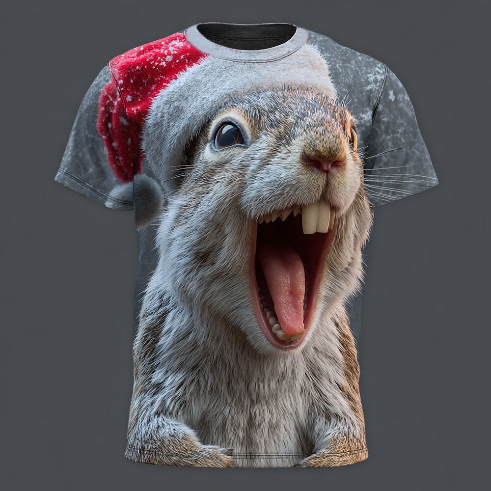 Men's Christmas 3D Squirrel Graphic Tee