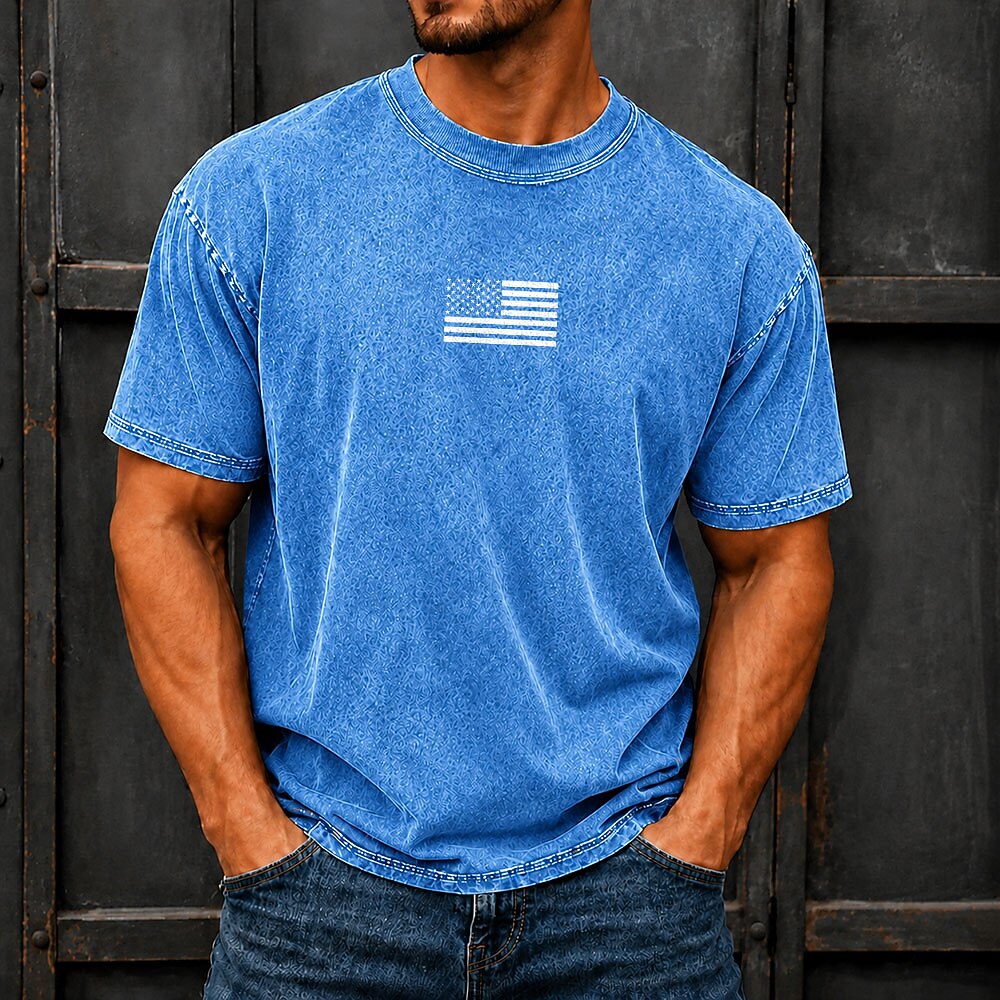 Broken-In 100% Cotton US Flag T-shirt