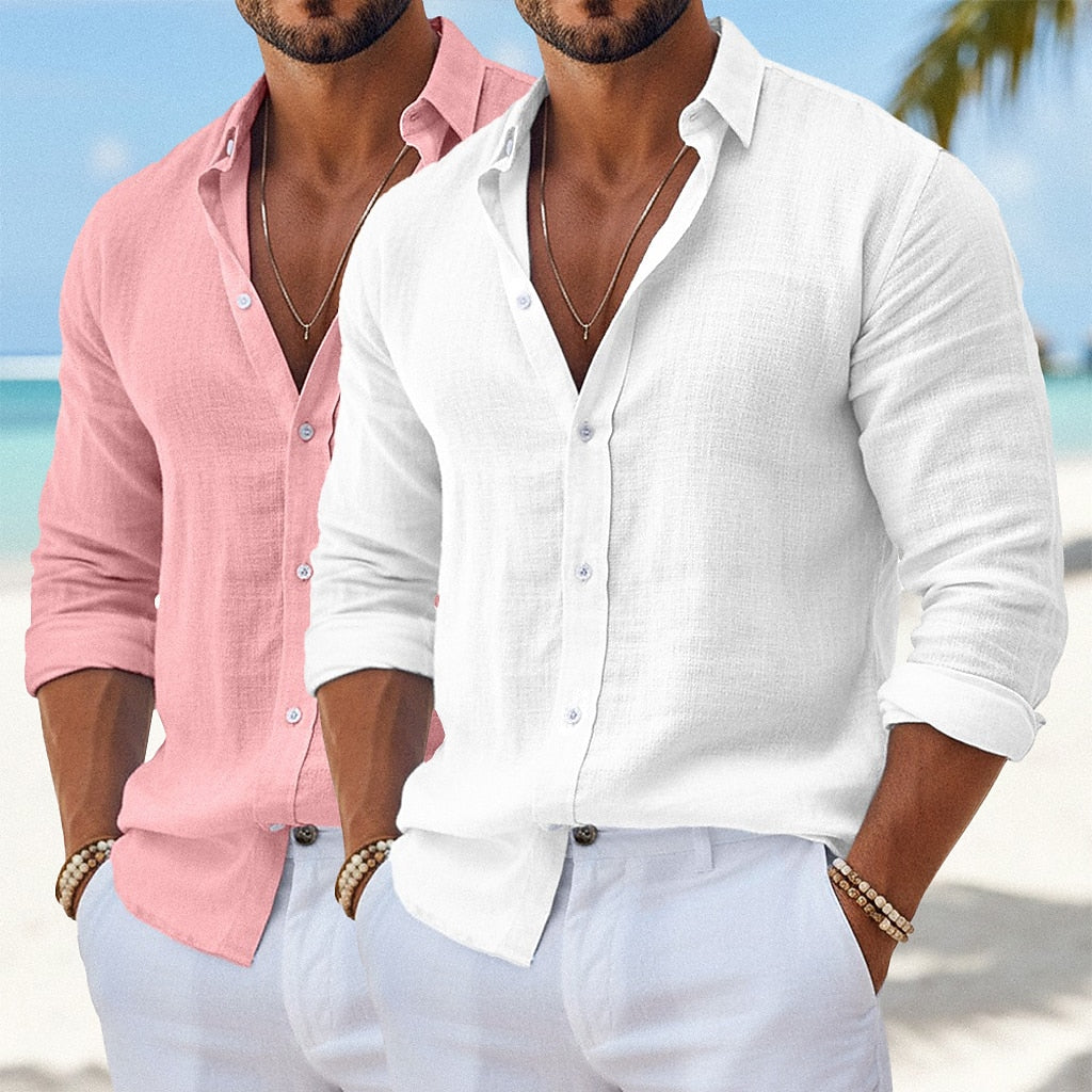 2-Pack Men's Linen Summer Shirts