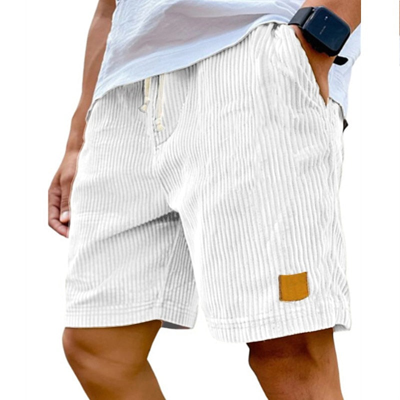 Men's Comfort Corduroy Shorts-Casual Plain Knee Length