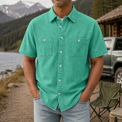 Vintage Feel Washed Cotton Work Shirt